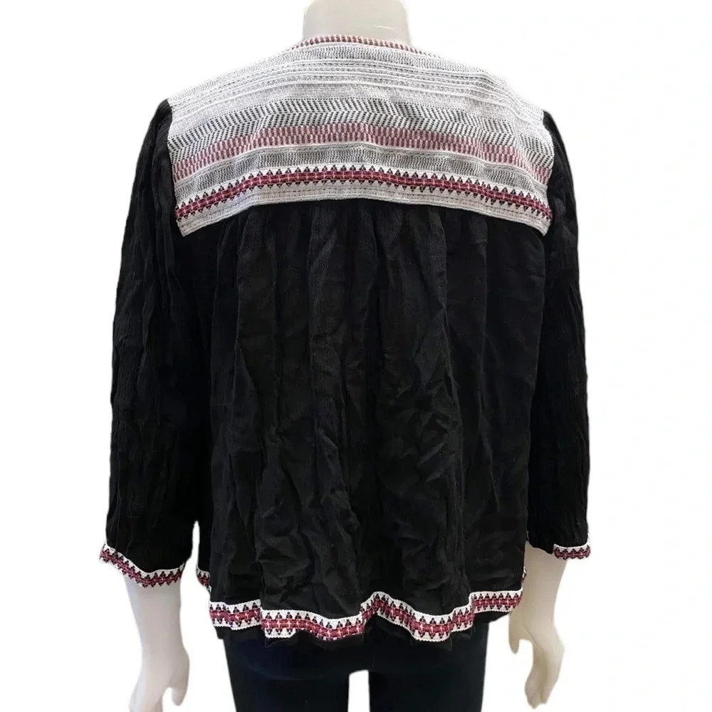 Love & Legend Open Tassel Tie Black Boho Top Size 20 - Picture 3 of 9